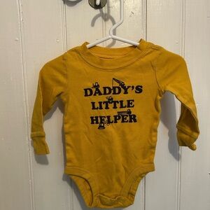 Carters 6m yellow with black vehicles daddy’s little helper long sleeve onesie